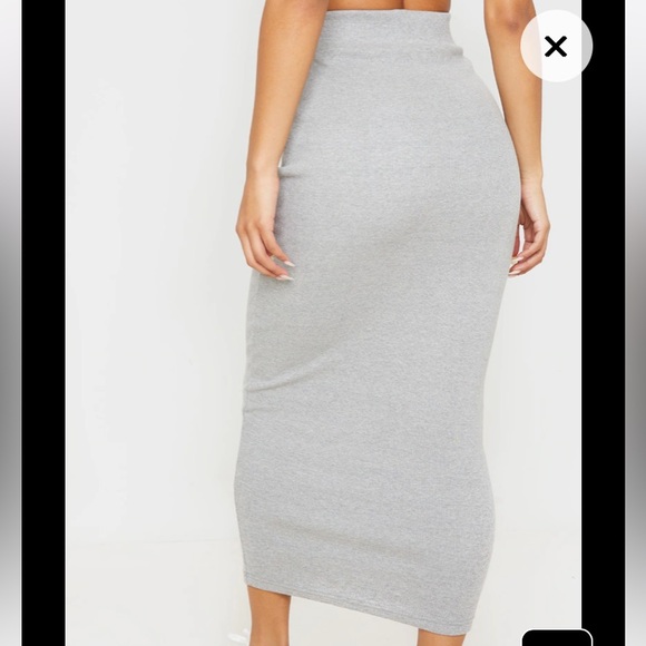 Grey Heavy Rib Bodycon Maxi Skirt - Picture 4 of 5